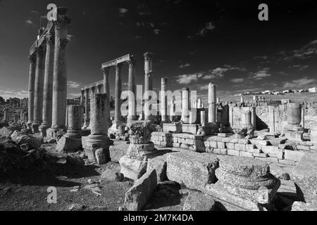 Blick auf das Macellum von Jerash City, Jordanien, Naher Osten Stockfoto