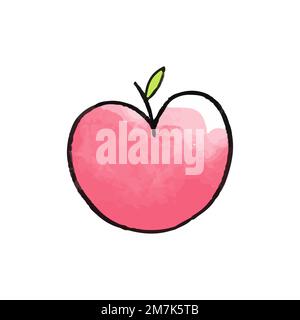 Vector Cute rosa Herz Hand in Apfelform gemalt. Stock Vektor