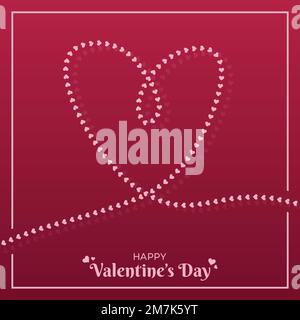 Happy Valentine's Day Modern Square Poster Vector Illustration. Feierlichkeiten am 14. Februar. Leuchtendes „Viva Magenta“-Design Mit Kordelherz. Post in sozialen Medien, Stock Vektor