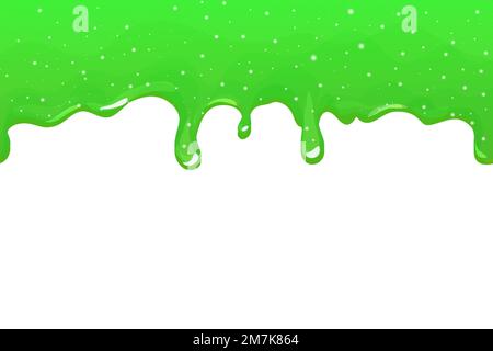 Schleimgrün mit Glitzer, Gelee-Glasur mit Tropfen im Cartoon-Stil, nahtlos isoliert auf weißem Hintergrund. Vektordarstellung Stock Vektor