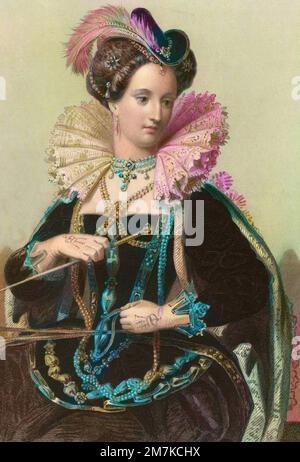 'Portrait de la reine Elizabeth (Elisabeth) Iere d'Angleterre (1533-1603)' Gravure Stockfoto