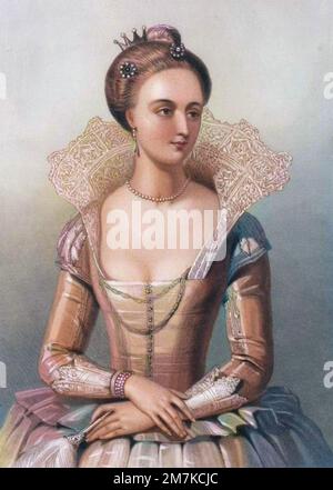 Anne de Danemark - Anne von Dänemark, Gemahlin und Ehefrau von König James I. von England - Anne du Danemark (Anne von Dänemark) (1574-1619), Gemahlin von König James I., 1851. Stockfoto