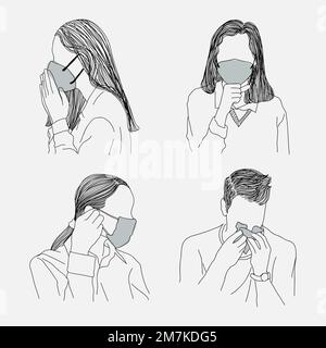 Menschen tragen schützende medizinische Gesichtsmasken Design Element Vektor-Set Stock Vektor