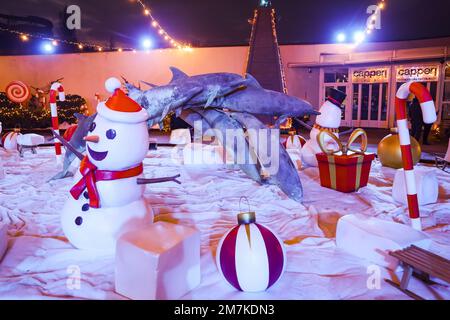 Riccione, Italien. 31. Dezember 2022. Ein allgemeiner Blick auf die Weihnachtsdekorationen im Oltremare Theme Park am 31. Dezember 2022 in Riccione, Italien (Foto von Alessandro Bremec/NurPhoto). Kredit: NurPhoto SRL/Alamy Live News Stockfoto