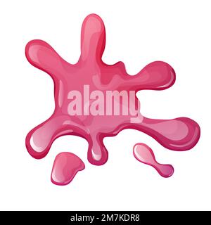 Schleimiger, pinkfarbener, klebriger Tropfen mit Glitzer im Cartoon-Stil, isoliert auf weißem Hintergrund. Vektordarstellung Stock Vektor