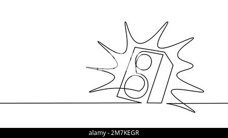 Ein durchgehendes, lautes Klangkonzept. Einzeilige Zeichnung des Logos für kabellose Lautsprecher. Warnung Informationen Musik Meldungsstil Vektorgrafik Stock Vektor