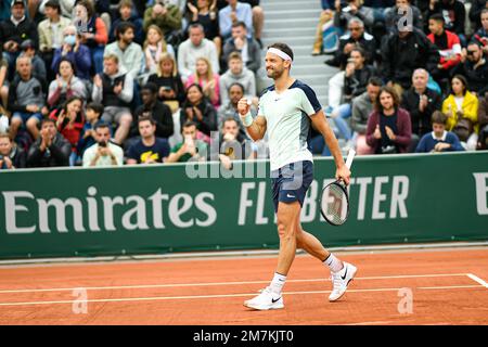 Bulgarischer Profi-Tennisspieler Grigor Dimitrov anlässlich des Tennisturniers Roland-Garros am 25. Mai 2022 Stockfoto