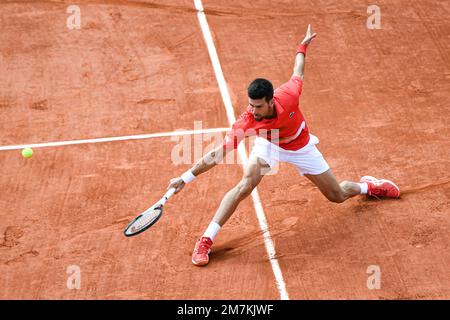 Serbischer Profi-Tennisspieler Novak Djokovic anlässlich des Tennisturniers Roland-Garros 2022 am 25. Mai 2022 Stockfoto