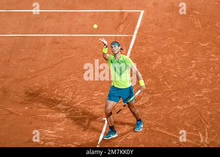 Spanischer Profi-Tennisspieler Rafael Nadal anlässlich des Tennisturniers Roland-Garros 2022 am 25. Mai 2022 Stockfoto