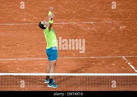 Spanischer Profi-Tennisspieler Rafael Nadal anlässlich des Tennisturniers Roland-Garros 2022 am 31. Mai 2022 Stockfoto