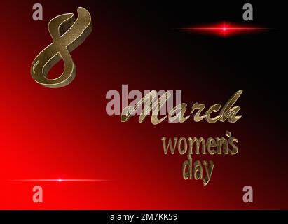 Frauentag. 3D-Rendering. 8. März. Typografisch, leicht, Herz. Grußkarte Einladung. Bannerposter Für Hintergrunddesign. Illustration Glückwunsch Postkarte. Qualitativ hochwertige Darstellung Stockfoto