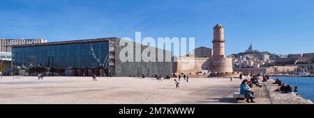 Marseille (Südostfrankreich): MuCEM, Museum der europäischen und mediterranen Zivilisationen, entworfen vom Architekten Rudy Ricciotti - Editorial Usage Onl Stockfoto