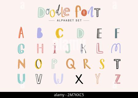 Alphabet Vektor Doodle Schrift Typografie handgeschriebener Satz Stock Vektor