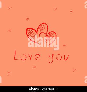 Zwei handgezeichnete Herzen. ich liebe dich Stock Vektor