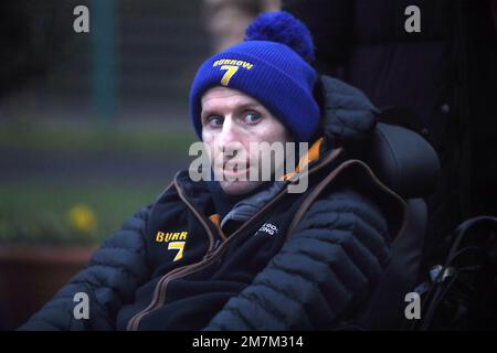 Ehemaliger Rugby-Ligaspieler Rob Burrow während der Sky Bet Afternoon Races auf der Doncaster Racecourse. Foto: Dienstag, 10. Januar 2023. Stockfoto