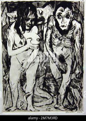 Adam und Eva, Adam und Eva, 1917 Max ,Beckmann, (1884 − 1950), Max Carl Friedrich Beckmann, deutscher Maler, Zeichner, Druckmacher, Bildhauer, Schriftsteller. Deutsch Stockfoto