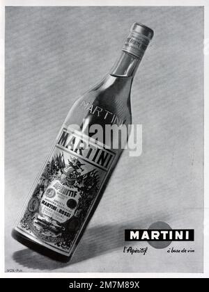Vintage- oder Alte Werbung, Werbung, Publicity oder Illustration für eine Flasche Martini 1956 Stockfoto