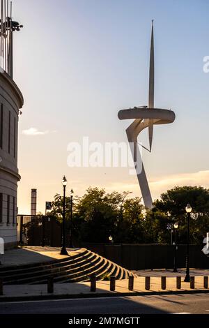 Der Kommunikationsturm von Montjuic in der Stadt Barcelona Stockfoto