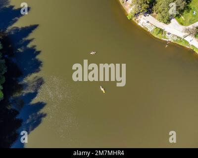 Europa, Deutschland, Süddeutschland, Baden-Württemberg, Bezirk Rems-Murr, Swabian-Franconian Forest, Ebnisee im Swabian Forest aus der Vogelperspektive Stockfoto