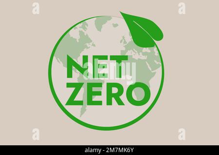 Netto Null Kohlenstoff neutrales rundes Symbol. Vektordarstellung Stock Vektor