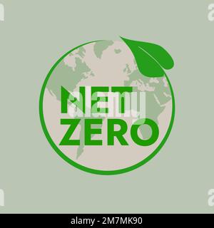 Netto Null Kohlenstoff neutrales rundes Symbol. Vektordarstellung Stock Vektor