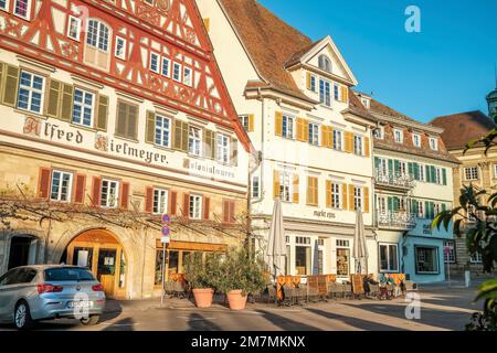 Europa, Deutschland, Süddeutschland, Baden-Württemberg, Esslingen, Straßenszene in der Altstadt von Esslingen Stockfoto