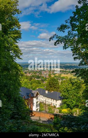 Blick nach Osten über Malvern von der Wells Road Malvern, Worcestershire Stockfoto