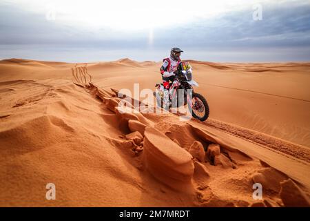 14 BUHLER Sebastian (ger), Hero Motorsports Team Rally, Hero, Moto, FIM W2RC, Motul, Aktion während der Phase 9 der Dakar 2023 zwischen Riad und Haradh am 10. Januar 2023 in Haradh, Saudi-Arabien - Photo Florent Gooden / DPPI Stockfoto