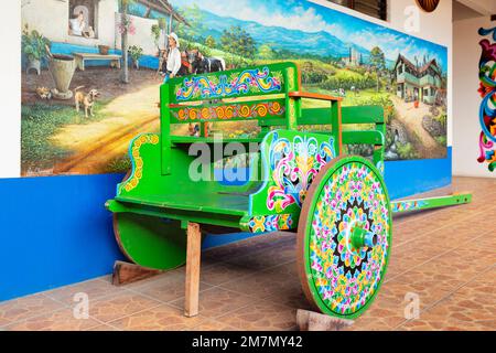 Bemalte Ochsenkarre, traditionelles Kunsthandwerk, Sarchi, Provinz Alajuela, Costa Rica, Mittelamerika Stockfoto