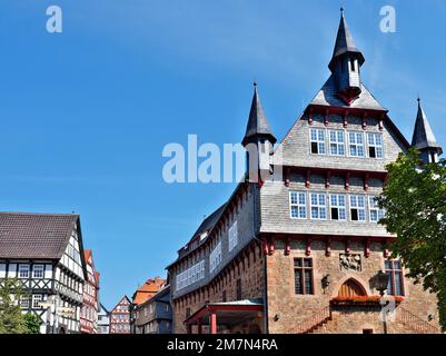 Europa, Deutschland, Hessen, Bezirk Schwalm-Eder, Stadt Fritzlar, Deutsche Fachwerkstraße, historisches Rathaus von 1441 am Dr.-Jestädt-Platz Stockfoto