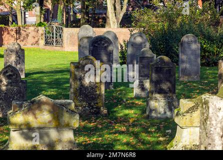 Deutschland, Vreden, Berkel, Westmünsterland, Münsterland, Westfalen, Nordrhein-Westfalen, jüdischer Friedhof, Gräber, Grabsteine, Spätsommer, Herbstatmosphäre Stockfoto