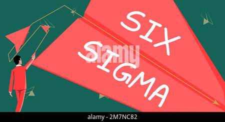 Textunterschrift mit Six Sigma. Wort für Managementtechniken zur Verbesserung von Geschäftsprozessen Stockfoto