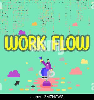Konzeptunterschrift Work Flow, Business Overview Kontinuität einer bestimmten Aufgabe zu und von einem Büro oder Arbeitgeber Stockfoto