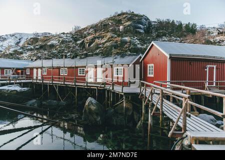 Nusfjord, Fischerdorf, Lofoten, Nordland, Norwegen Stockfoto