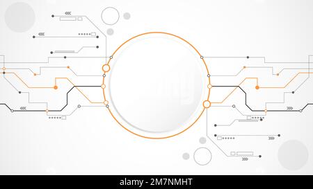 Abstrakt zur Hintergrundtechnologie mit weißem grauem Kreis. Technologie mit digitaler Linienfarbe Grau, Orange, Punkt, Hi-Tech, Vektor. Circle Technology für Web Stock Vektor