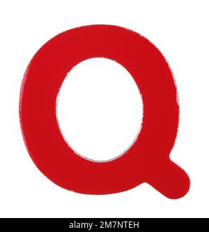Magnetischer Buchstabe Q in Großbuchstaben auf Weiß mit Beschneidungspfad Stockfoto