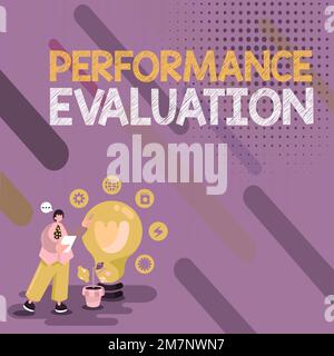 Schreiben mit Anzeige von Text Leistungsbewertung. Geschäftskonzept die Entwicklung und Aktionsplanung eines anderen Stockfoto