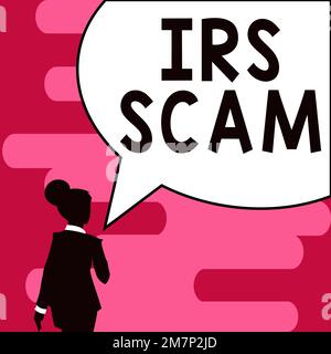 Inspiration mit Anzeichen für IRS-Betrug. Konzept, das bedeutet, dass es Steuerzahler ins Visier nahm, indem er vorgab, die Steuerbehörde zu sein Stockfoto