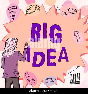 Schreiben mit Text Big Idea, Internet Concept mit einer großartigen kreativen Innovationslösung oder Denkweise Stockfoto