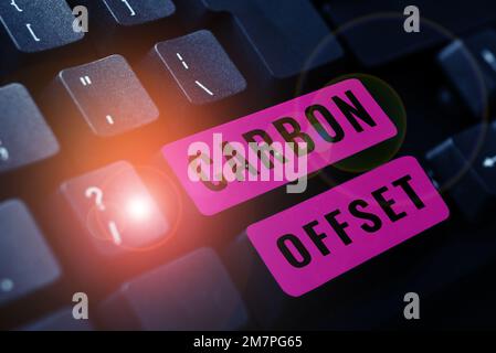 Konzeptionelle Überschrift CO2-Ausgleich, Geschäftsansatz Reduzierung der Emissionen von Kohlendioxid oder anderen Gasen Stockfoto