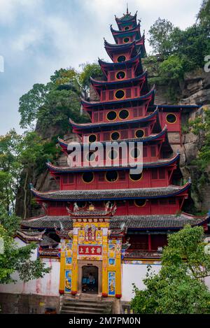 Shibaozhai Tempel, Jangtse, Zhongxian, Chongqing, China Stockfoto