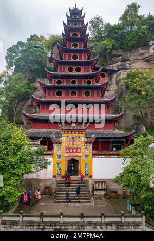 Shibaozhai Tempel, Jangtse, Zhongxian, Chongqing, China Stockfoto