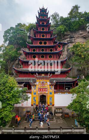 Shibaozhai Tempel, Jangtse, Zhongxian, Chongqing, China Stockfoto