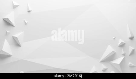 3D-Rendering abstrakter weißer geometrischer 3D-Hintergrund. Stockfoto