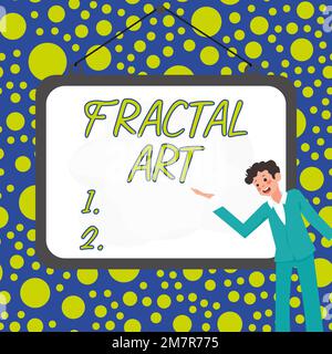 Inspiration mit dem Schild „Fractal Art“. Wort für den Ort oder Abschnitt einer Website, der für die öffentliche Diskussion verwendet wird Stockfoto