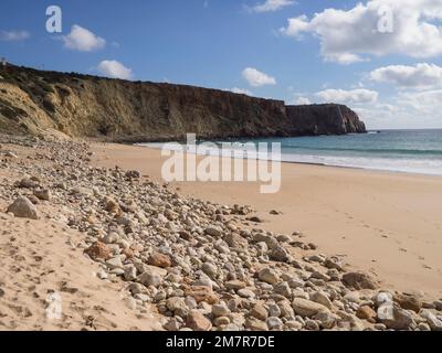 Praia da Mareta Beach, Sagres, Algarve, Portugal, Europa Stockfoto