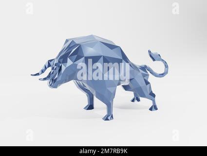 Bull-Polygon niedrig. 3D-Rendering Stockfoto