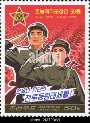 2019 Nordkorea-Stempel. 60. Anniv. Der Gründung der Arbeiter-Bauern-Roten Garde Stockfoto