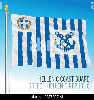 Die griechische Küstenwache Flagge, Hellenische Republik, Vektordarstellung Stock Vektor