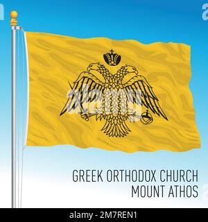 Griechisch-orthodoxe Kirchenflagge und Athos-Flagge, Griechenland, Vektordarstellung Stock Vektor